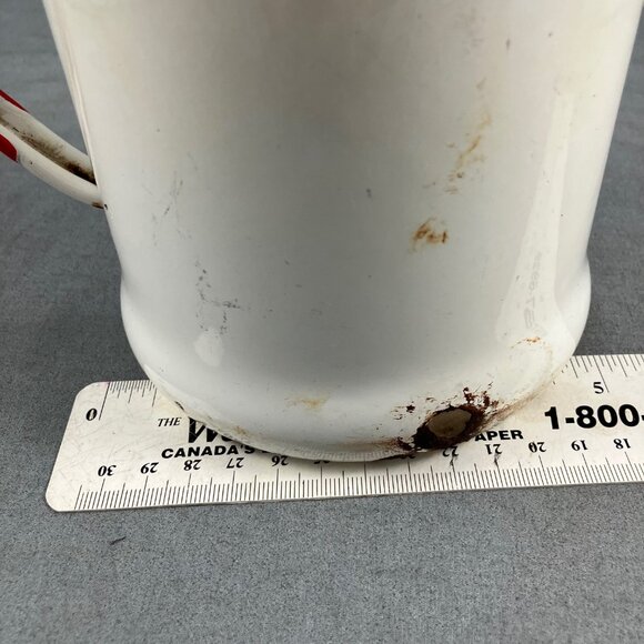 Antique Enamel Coffee Pot Metal Enamelware 6" (Missing Lid, Hole, Rust) Planter - Picture 8 of 9